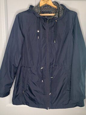 Women's Jones New York Navy Blue Rain Jacket, Women's Size L